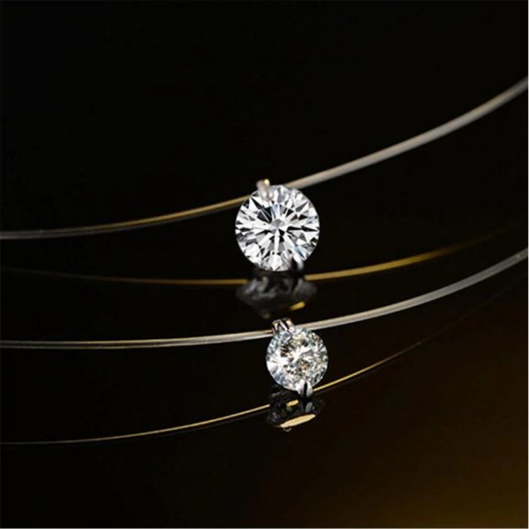 New 2CT Solitaire Diamond Invisible Chain Necklace - Picture 6 of 13
